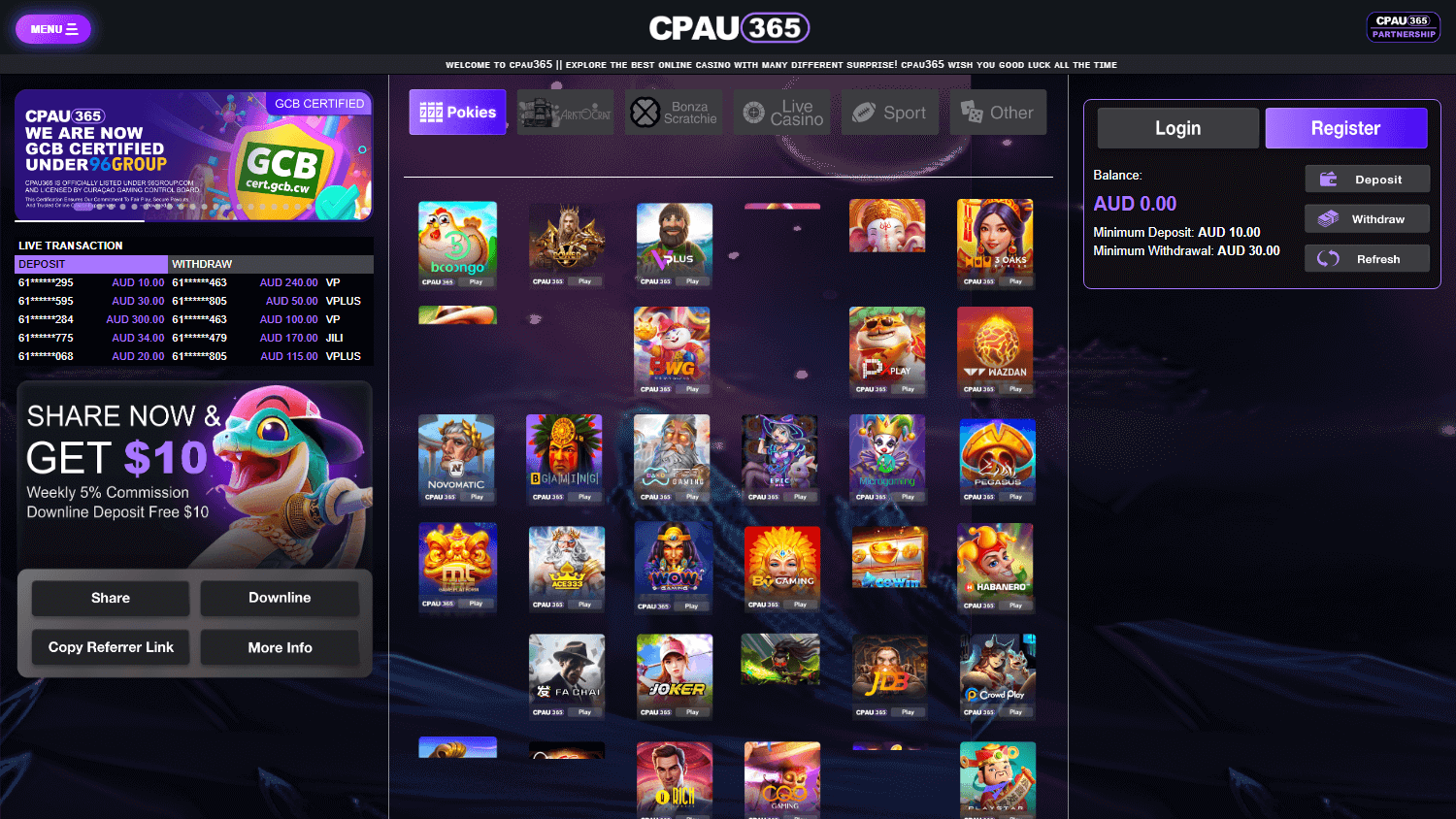 cpau365_casino_homepage_desktop