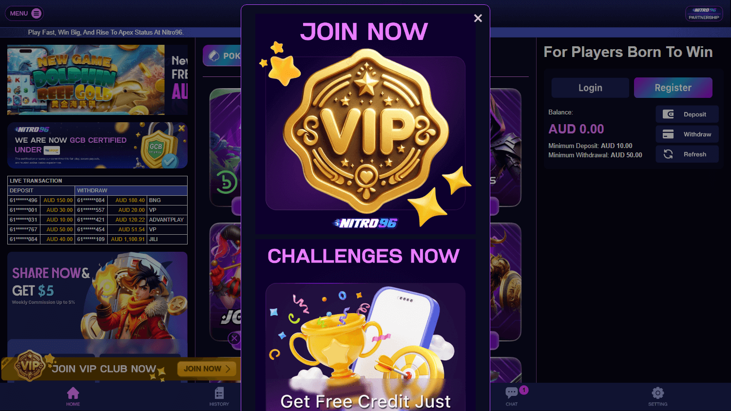 nitro96_casino_homepage_desktop