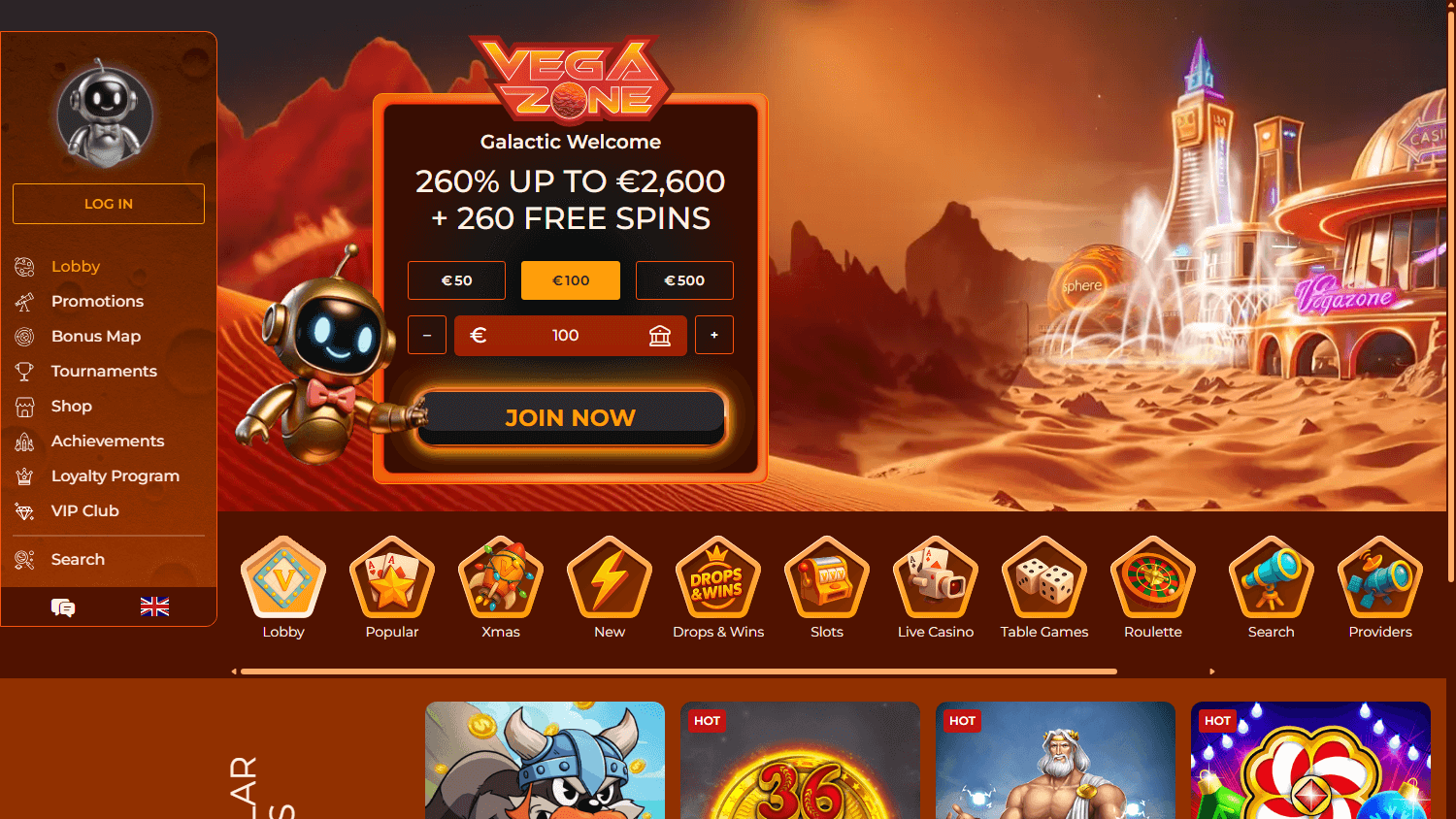 vegazone_casino_homepage_desktop