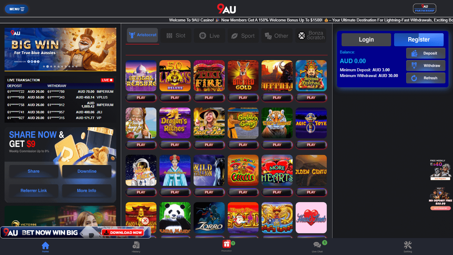 9au_casino_homepage_desktop