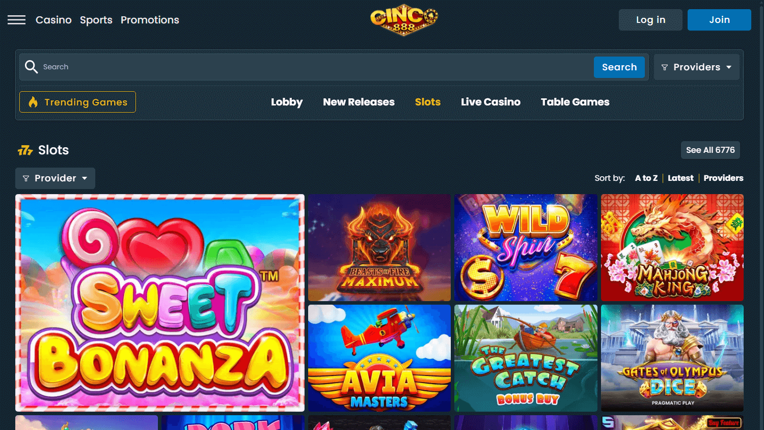 cinco888_casino_game_gallery_desktop