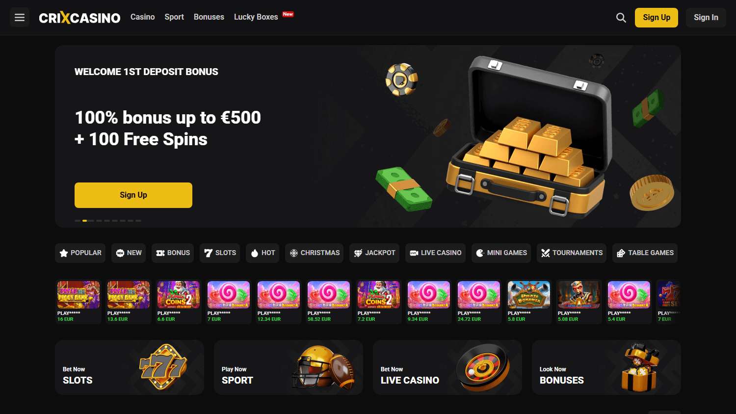 crixcasino_homepage_desktop