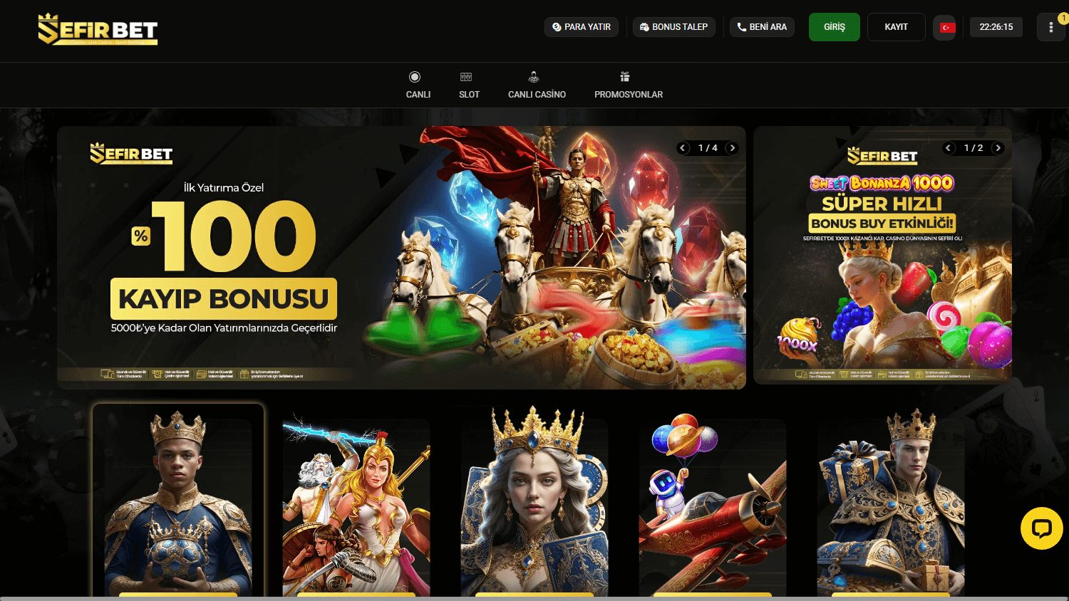 sefirbet_casino_homepage_desktop