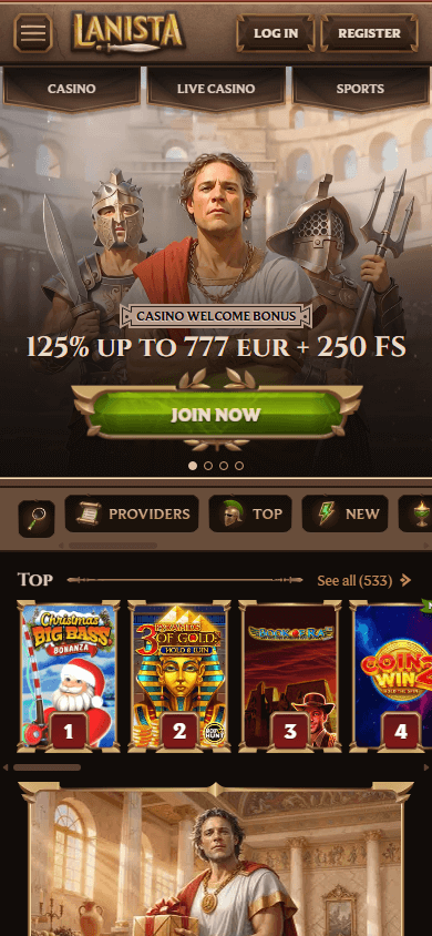 lanista_casino_homepage_mobile