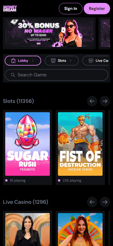 moneydream_casino_homepage_mobile