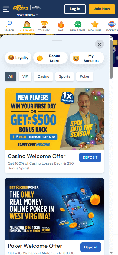 betrivers_casino_wv_promotions_mobile