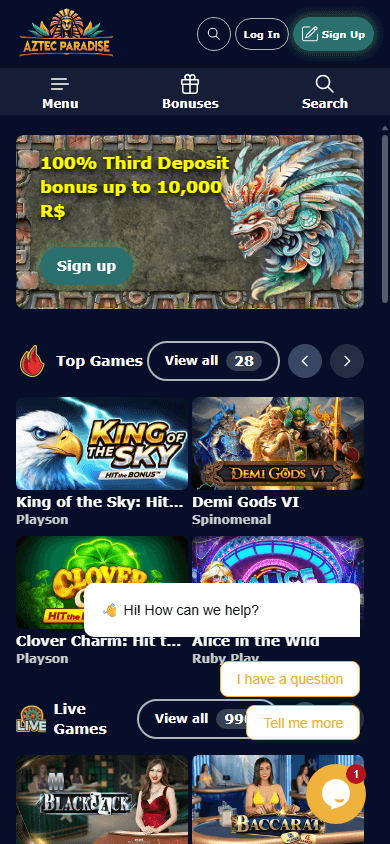 aztecparadise_casino_homepage_mobile