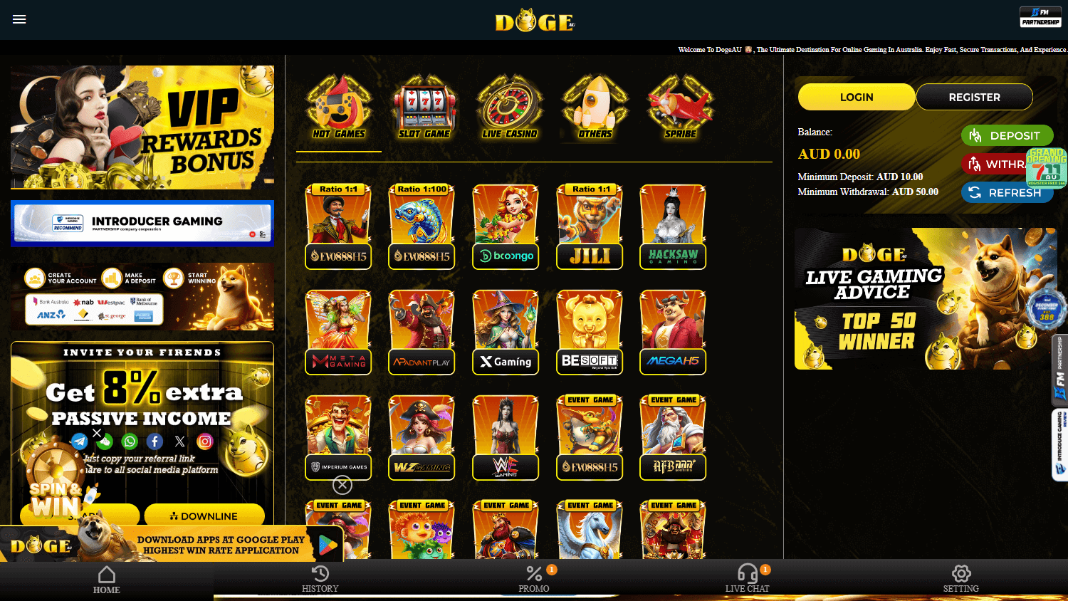dogeau_casino_homepage_desktop