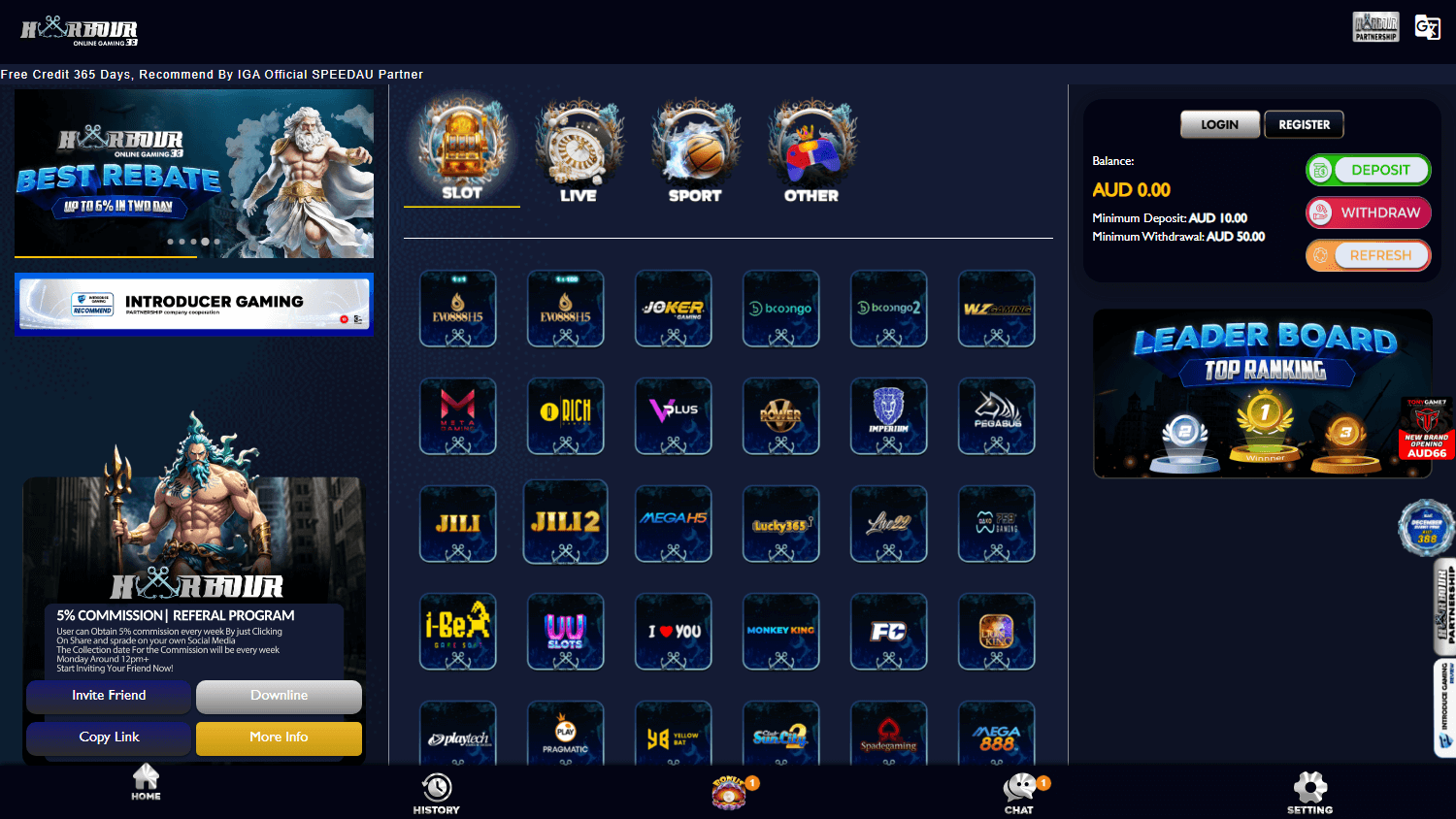 harbour33_casino_homepage_desktop