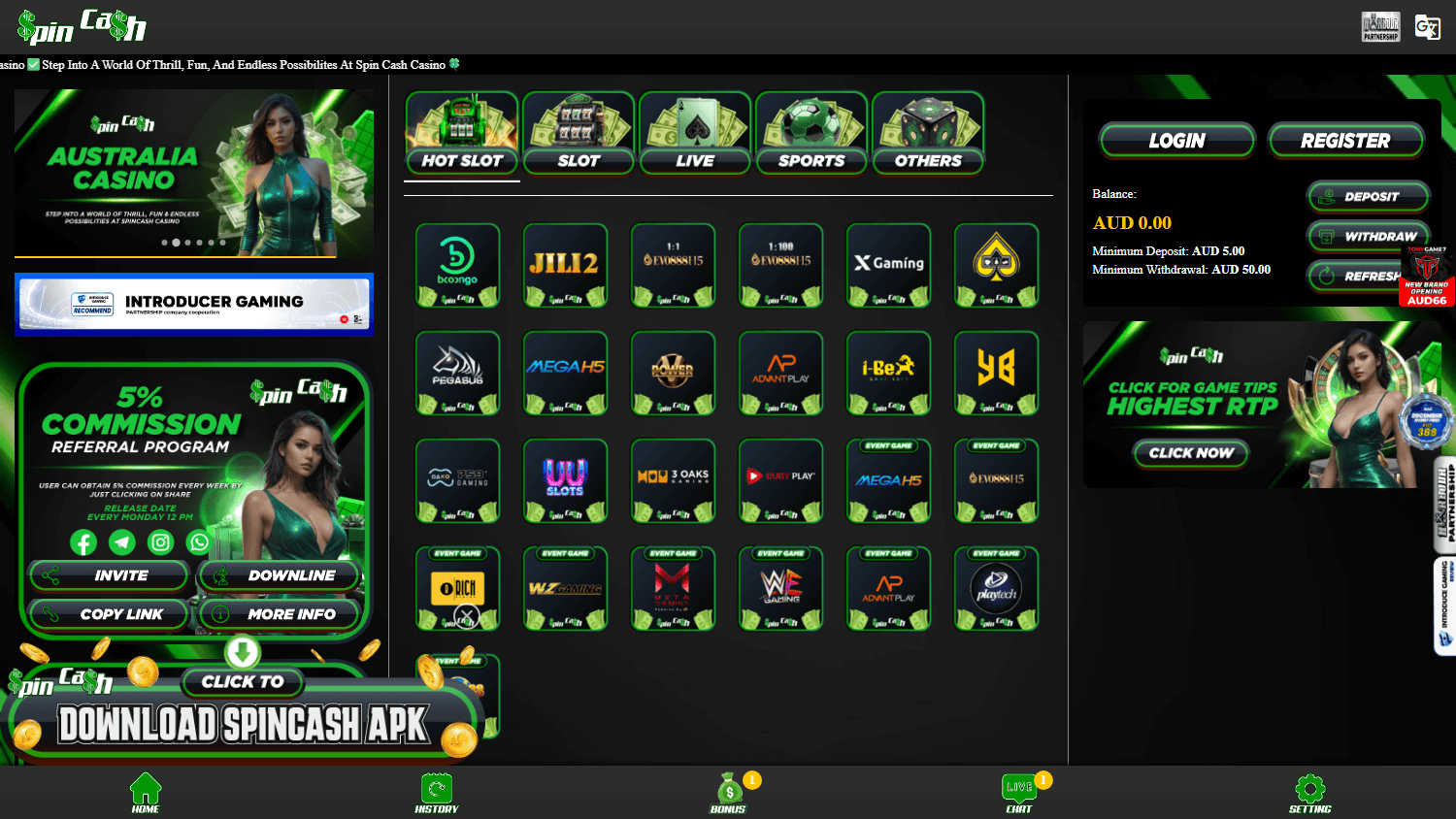 spincash_casino_homepage_desktop