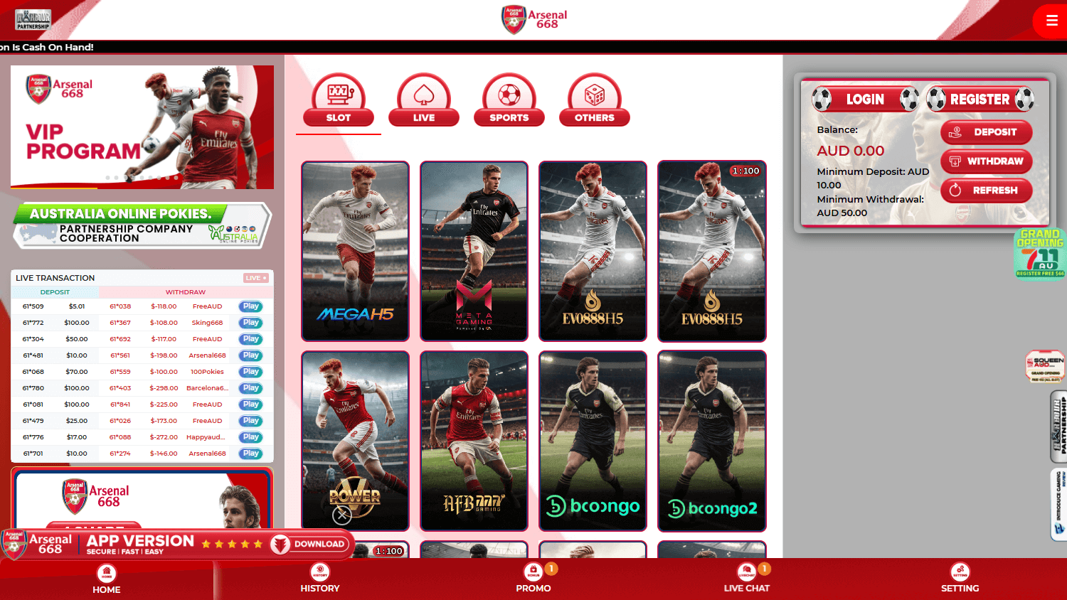 arsenal668_casino_homepage_desktop