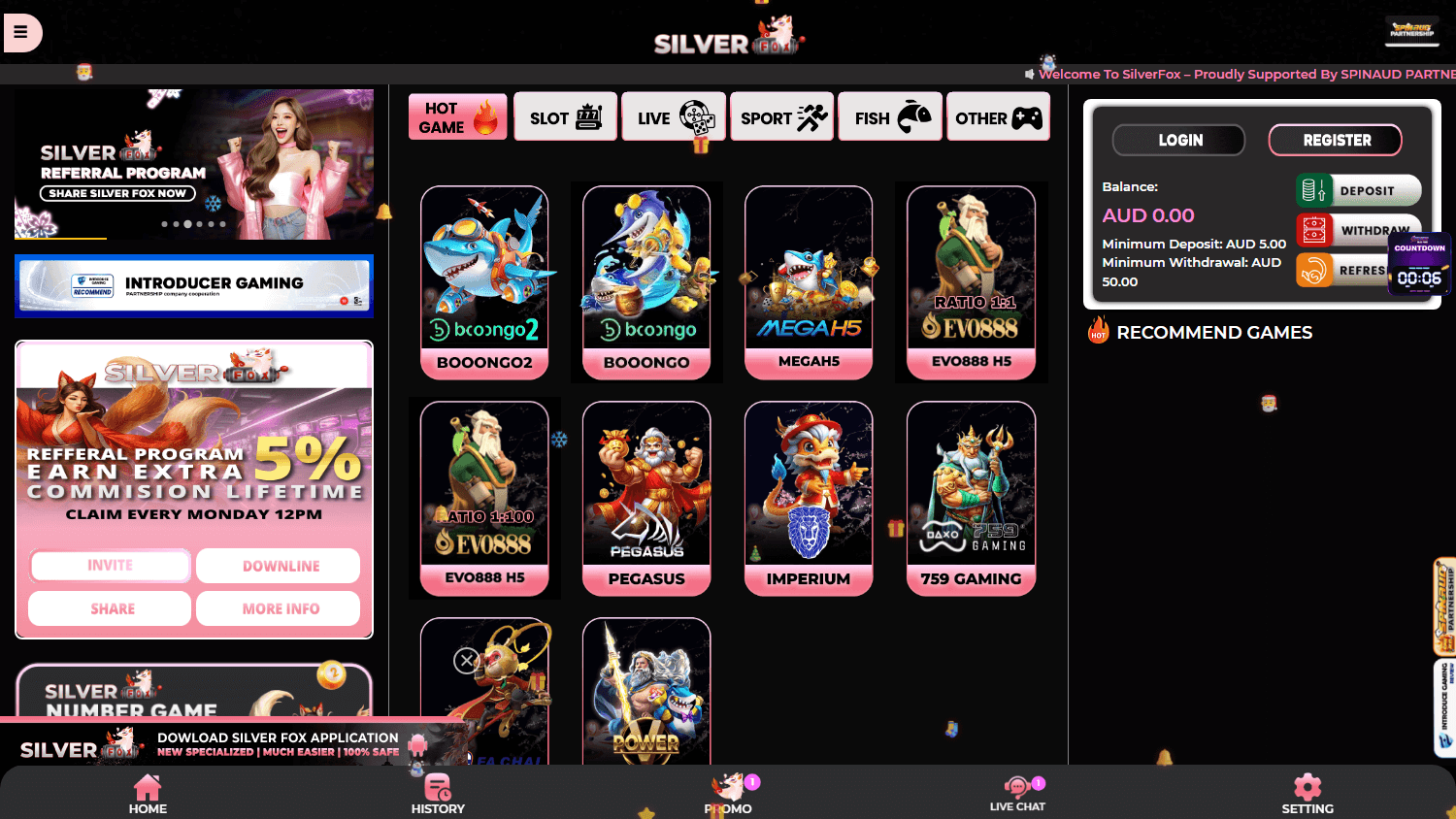 silverfox_casino_homepage_desktop