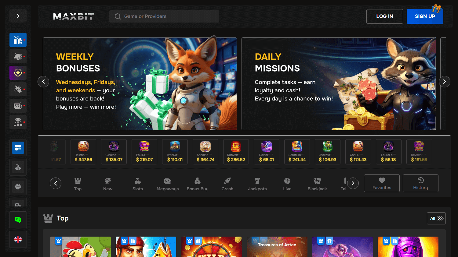 maxbit_casino_homepage_desktop
