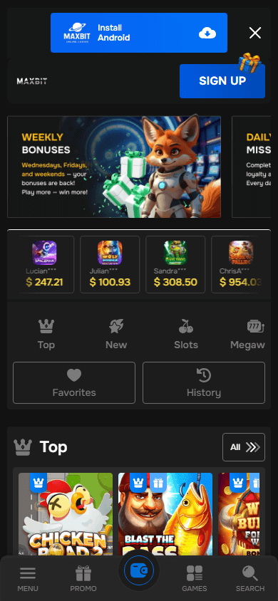 maxbit_casino_homepage_mobile