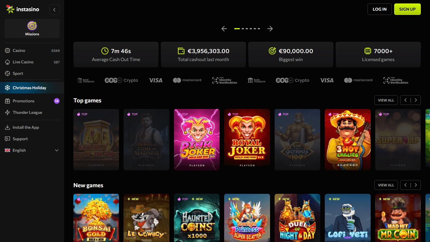 instasino_casino_homepage_desktop