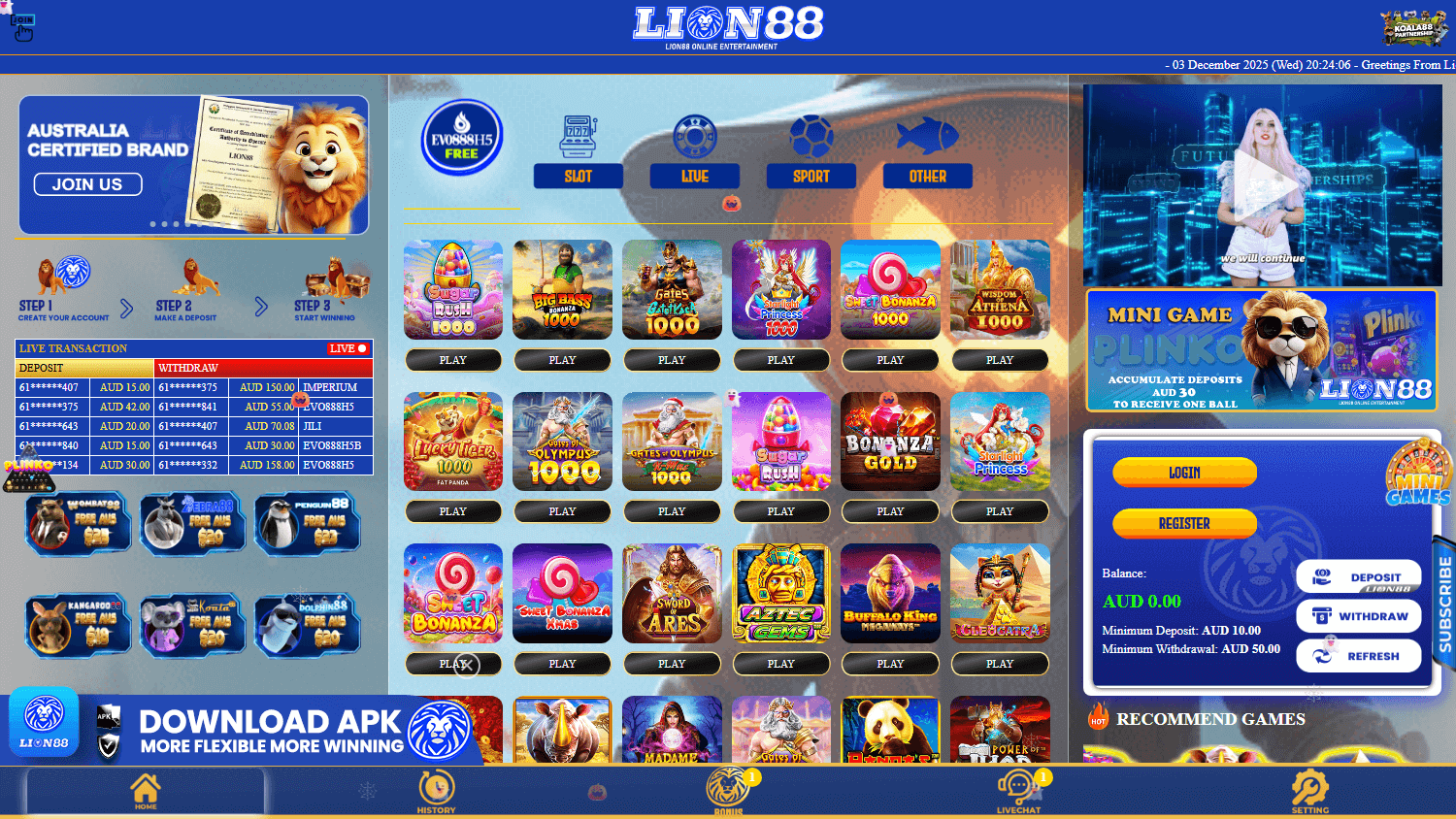 lion88_casino_homepage_desktop