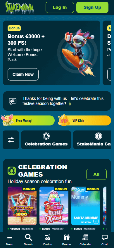 StakeMania_Casino_homepage_mobile