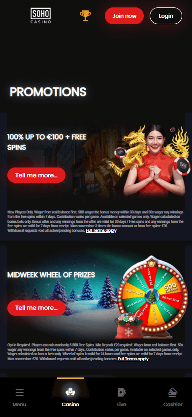 SohoCasino_promotions_mobile