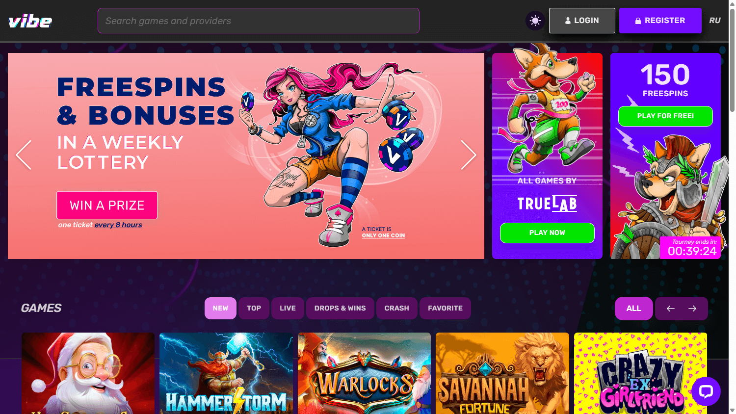 Vibe_Casino_homepage_desktop