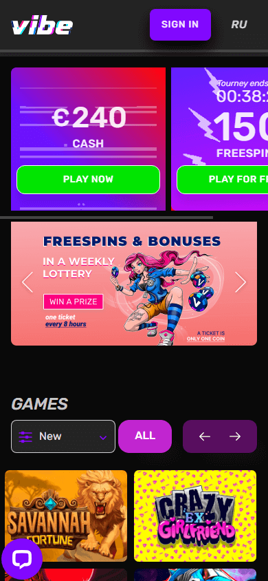 Vibe_Casino_homepage_mobile