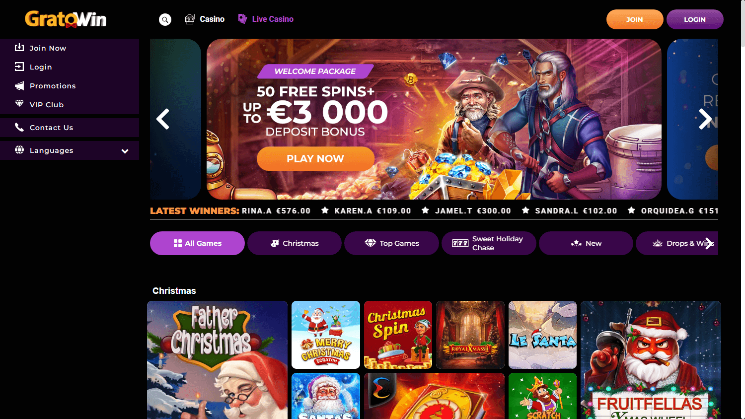 GratoWin_Casino_homepage_desktop