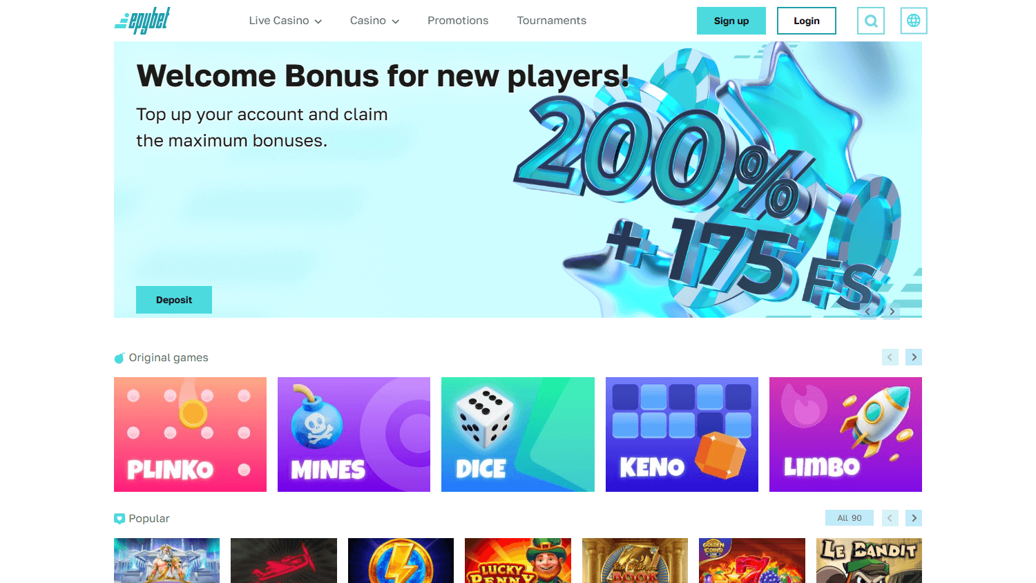 epybet_casino_homepage_desktop