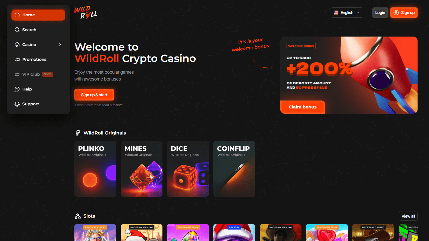 wildroll_casino_homepage_desktop