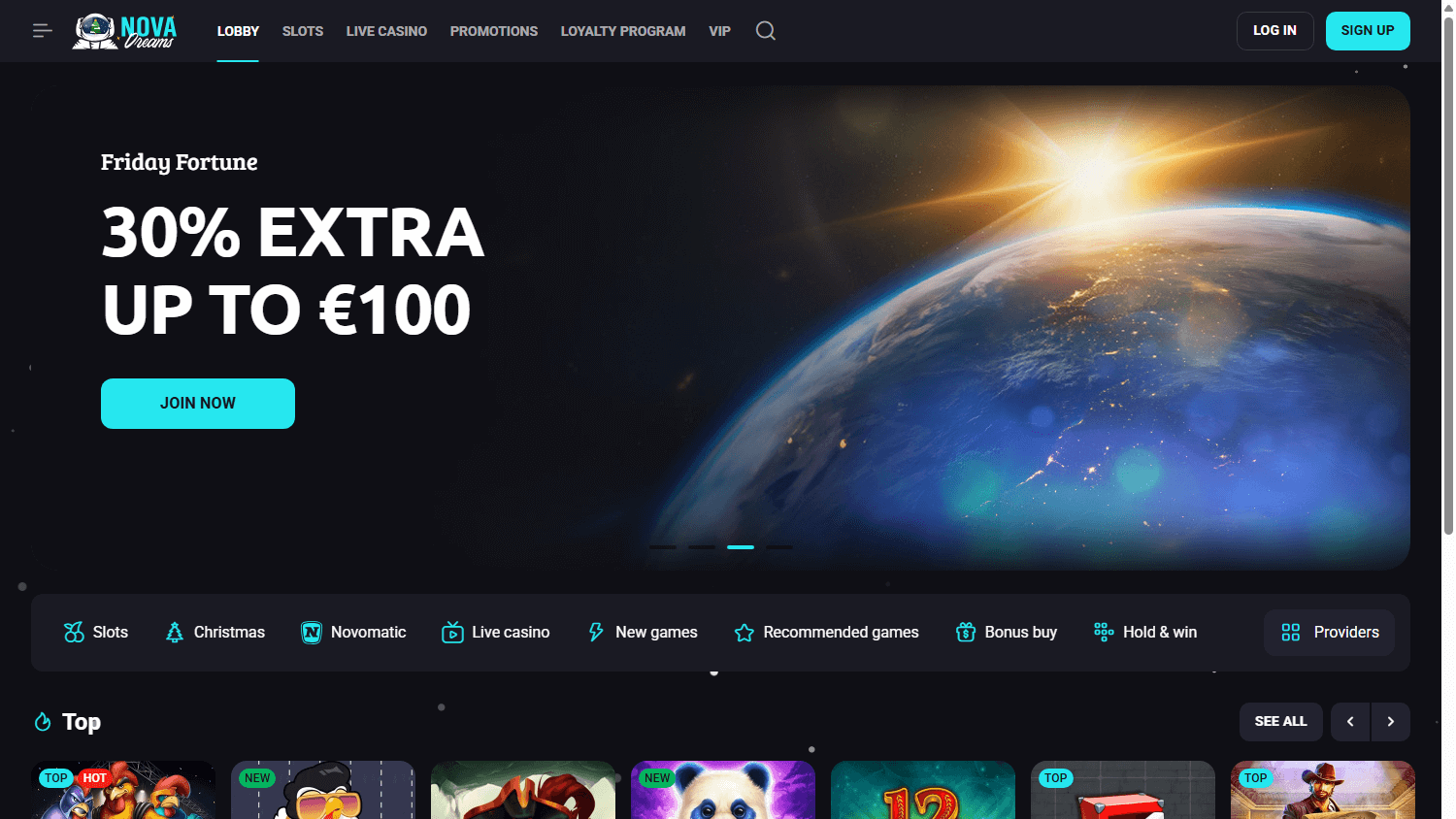 nova_dreams_casino_homepage_desktop