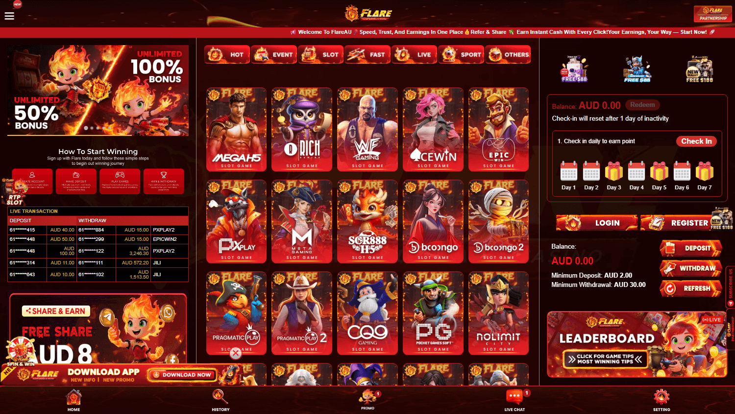 flareau_casino_homepage_desktop