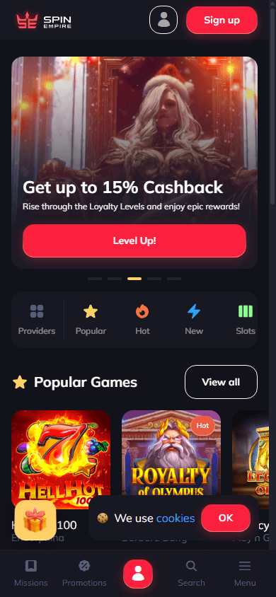 spinempire_casino_homepage_mobile