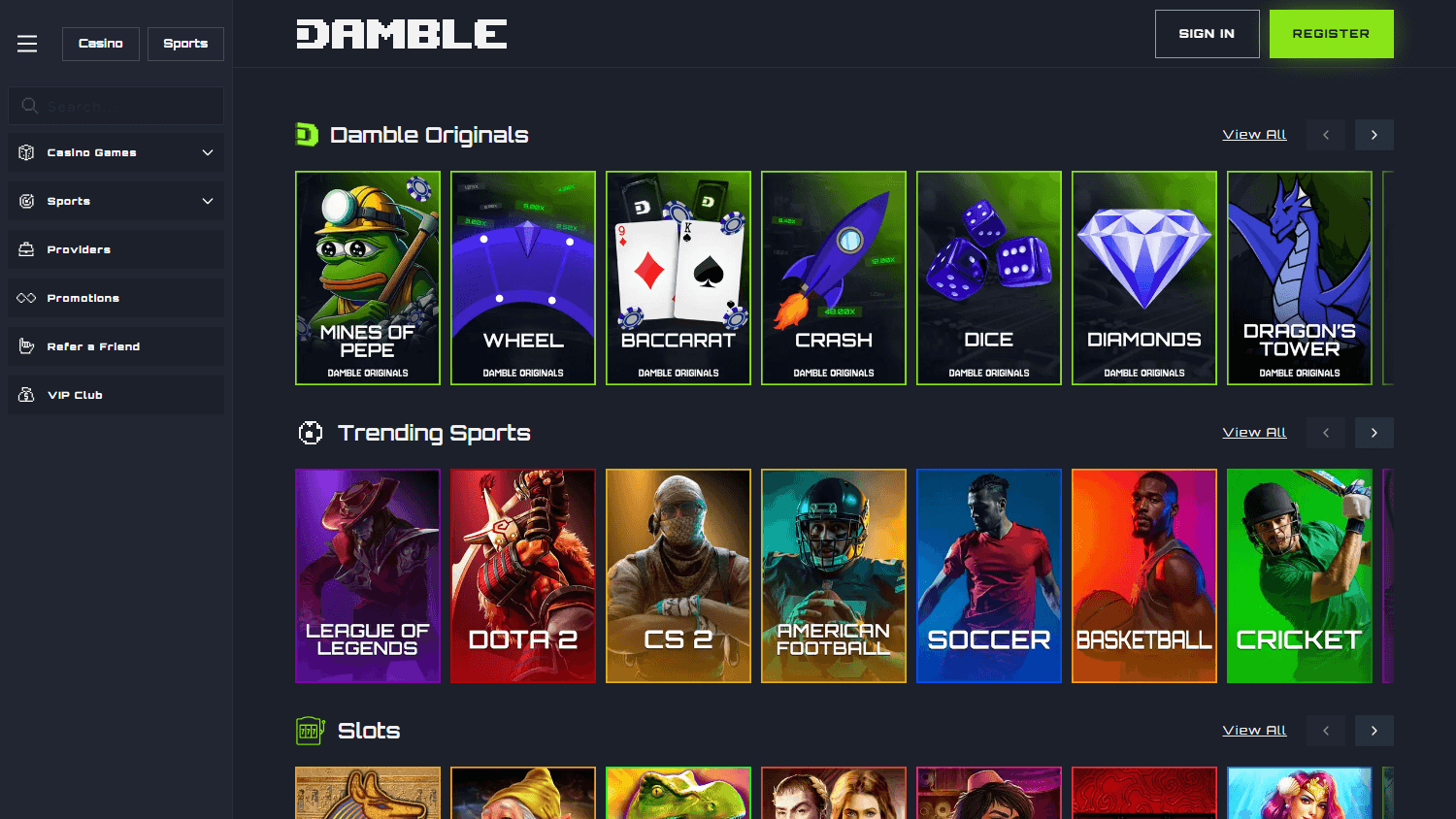 damble_casino_homepage_desktop