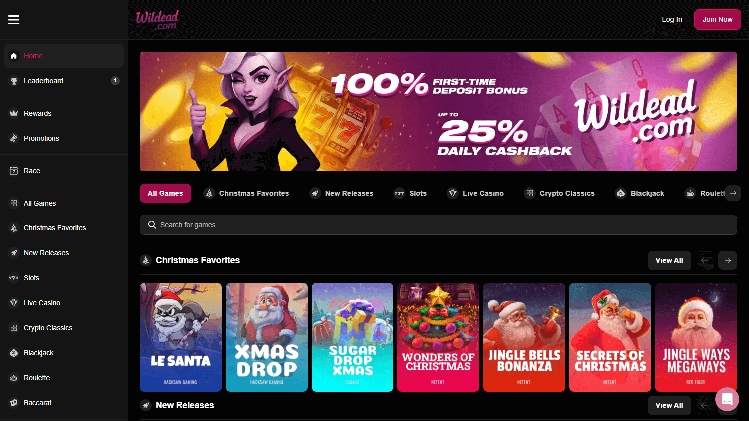 wildead_casino_homepage_desktop