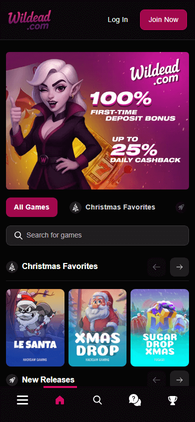 wildead_casino_homepage_mobile