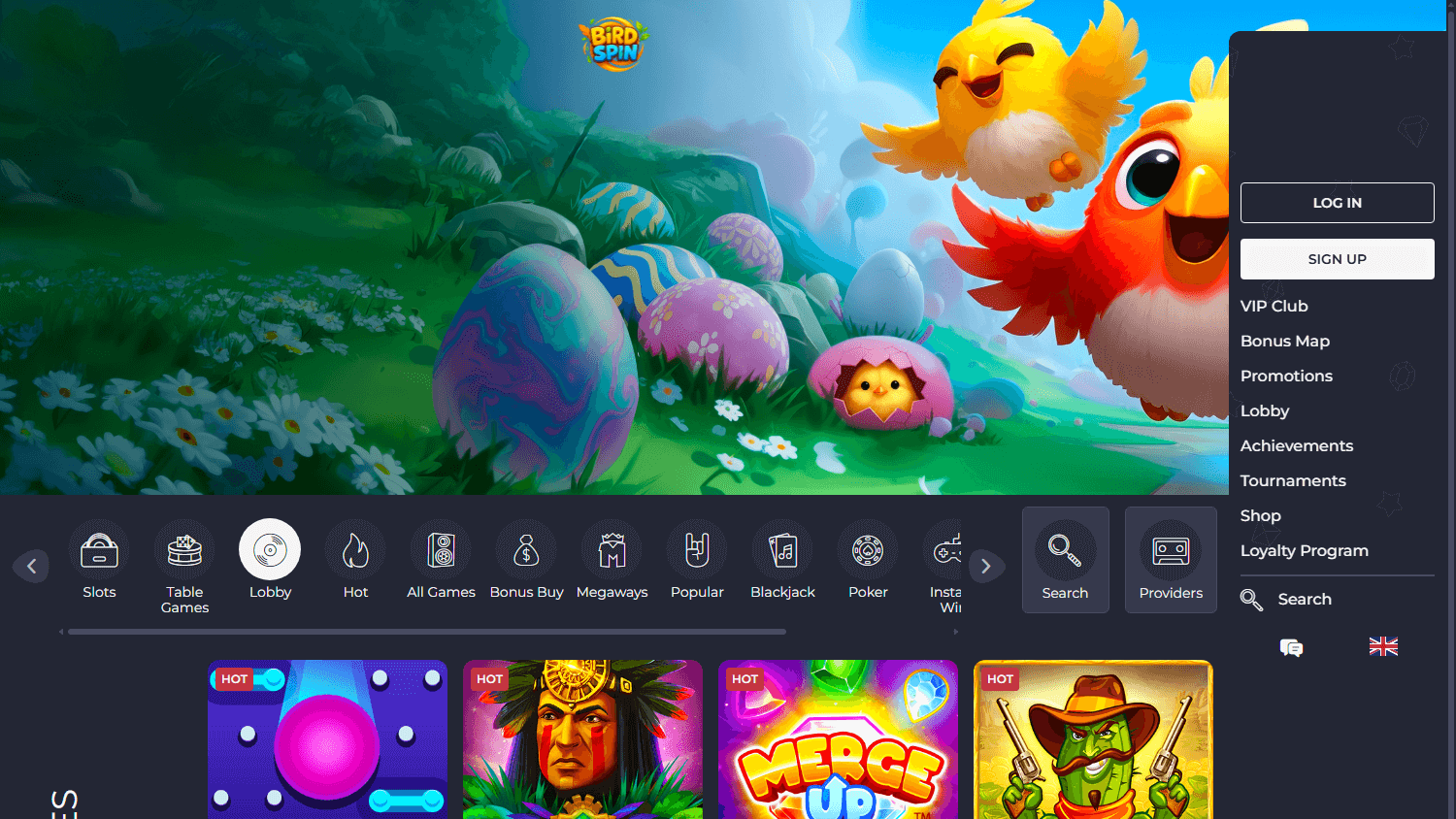 birdspin_casino_homepage_desktop
