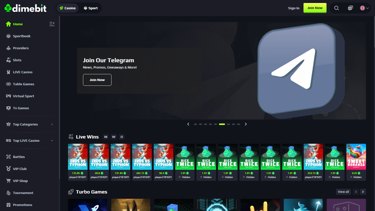 dimebit_casino_homepage_desktop