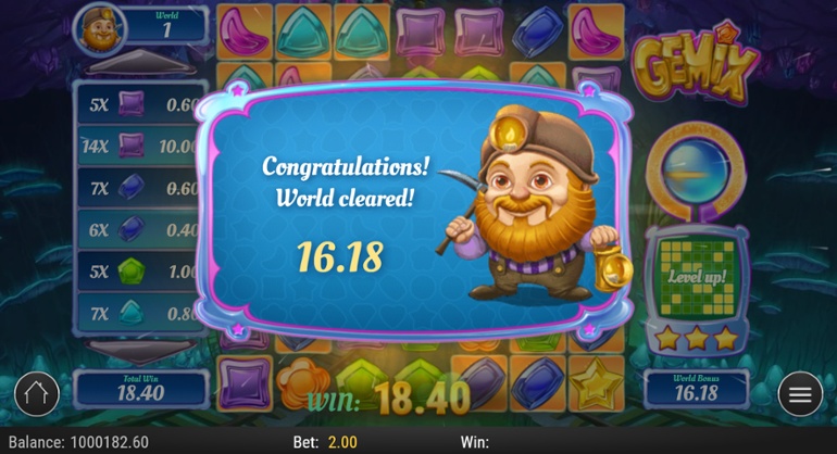 GEMiX World cleared bonus win