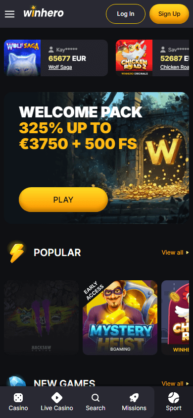 Winhero_Casino_homepage_mobile