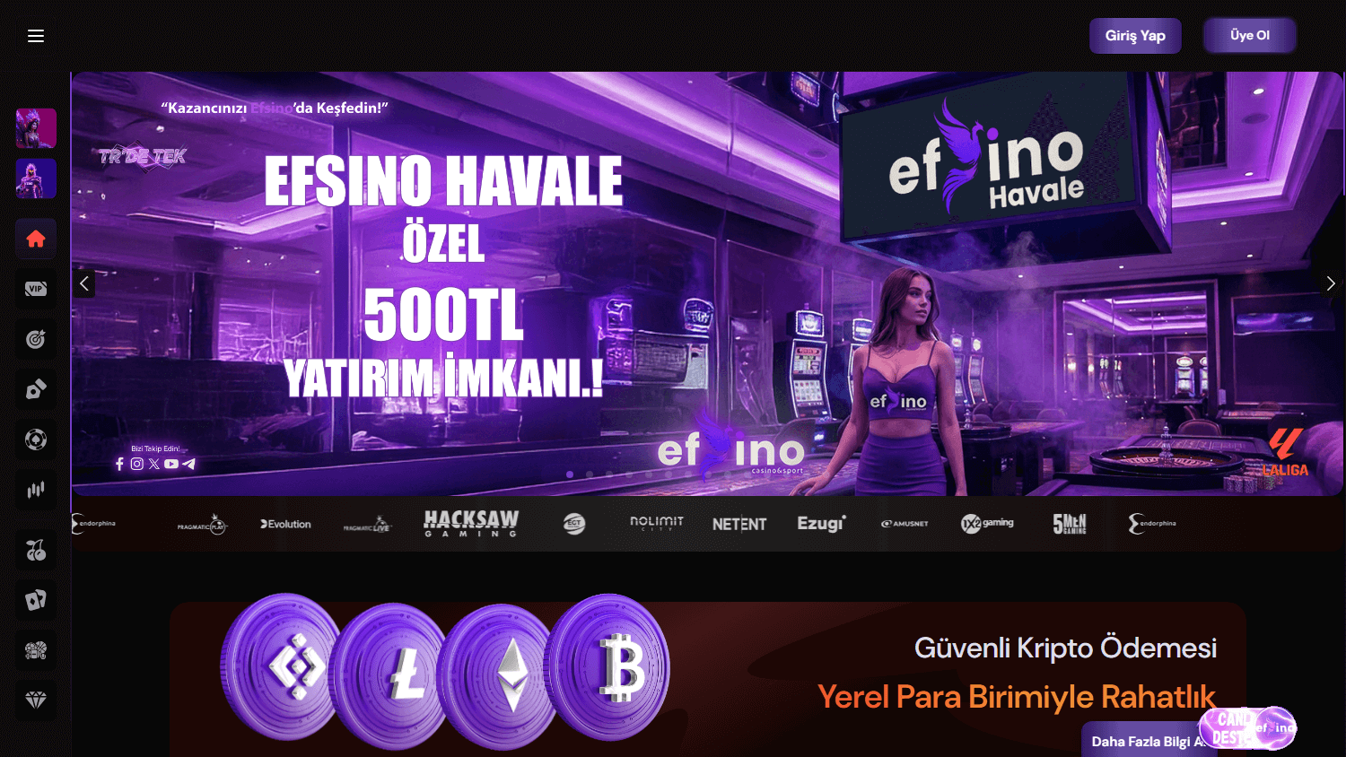 Efsino_Casino_homepage_desktop