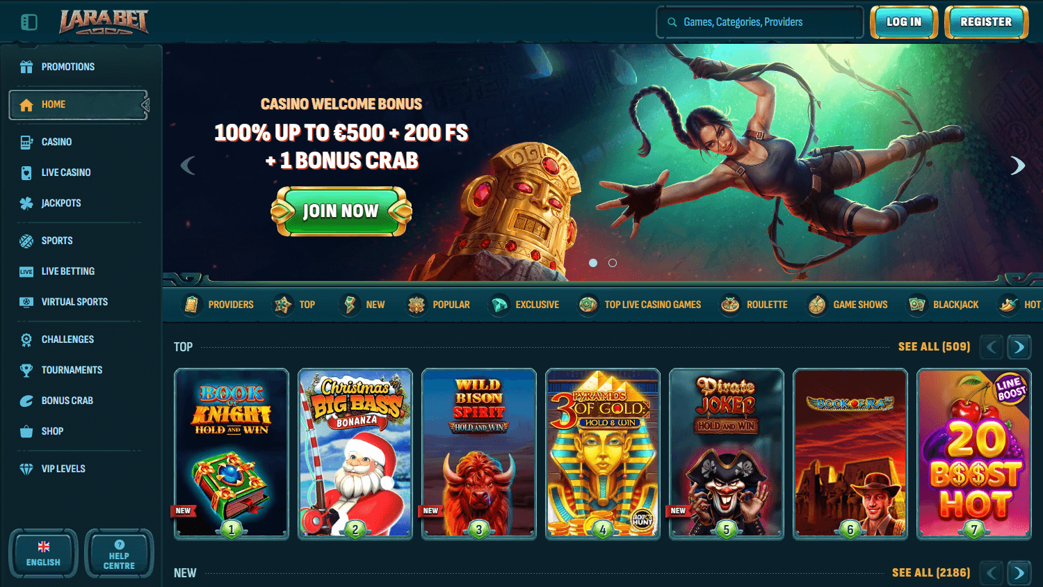 larabet_casino_homepage_desktop