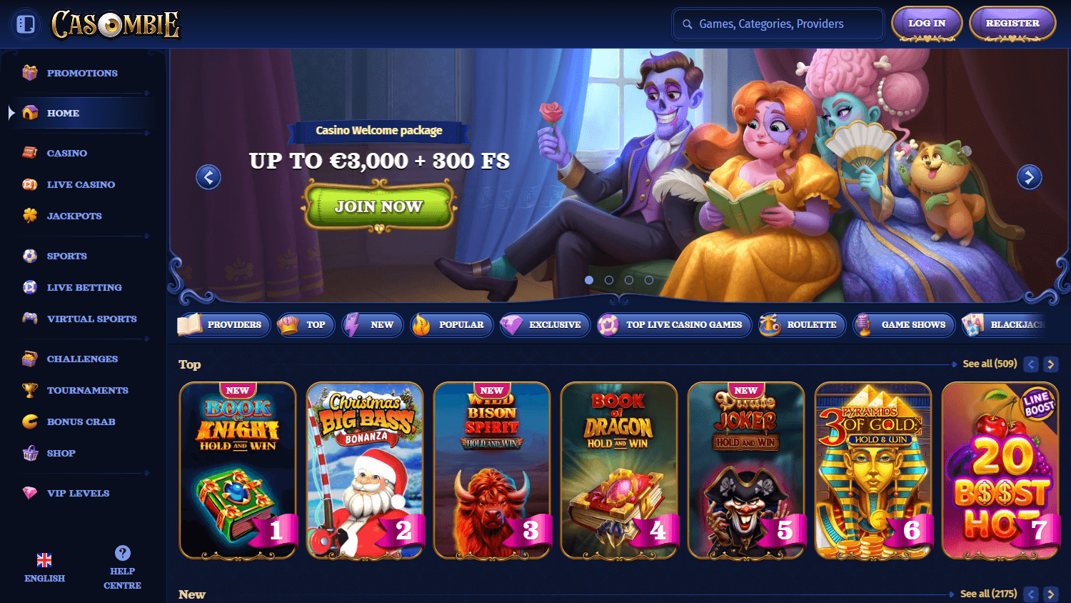 casombie_casino_homepage_desktop