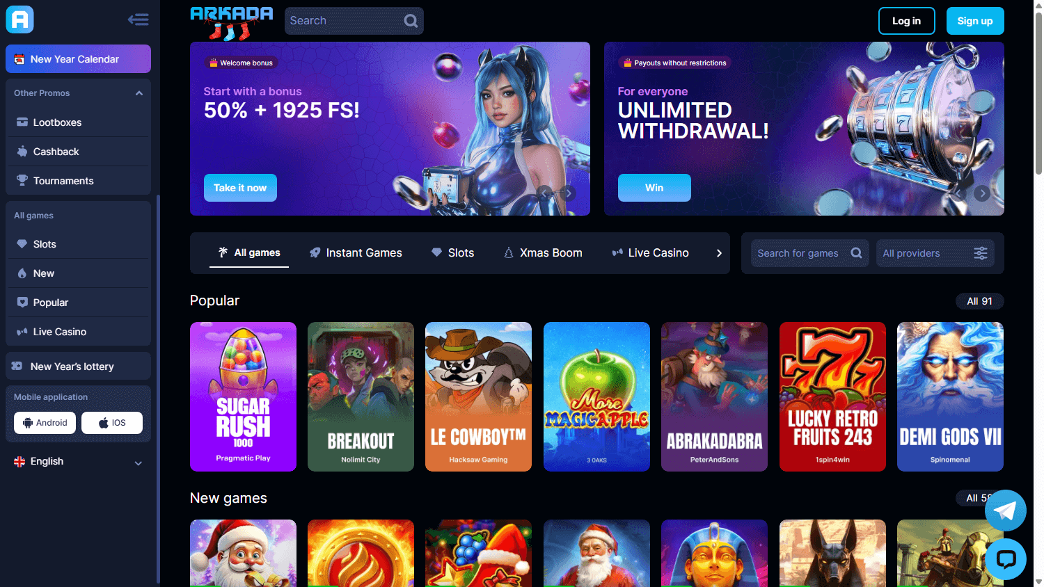 Arkada_Casino_homepage_desktop