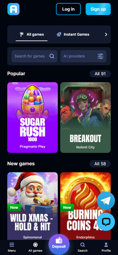 Arkada_Casino_homepage_mobile