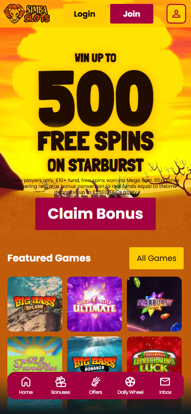 Simba_Slots_Casino_homepage_mobile