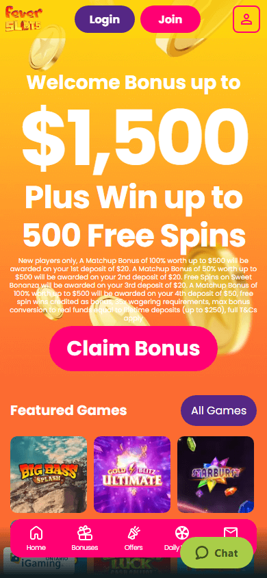 Fever_Slots_Casino_ON_homepage_mobile