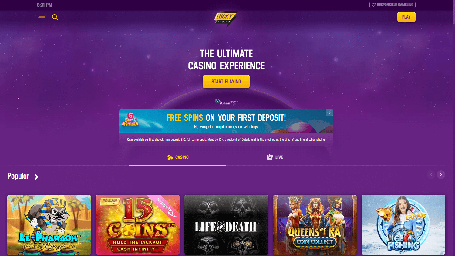 Lucky_Casino_Ontario_homepage_desktop