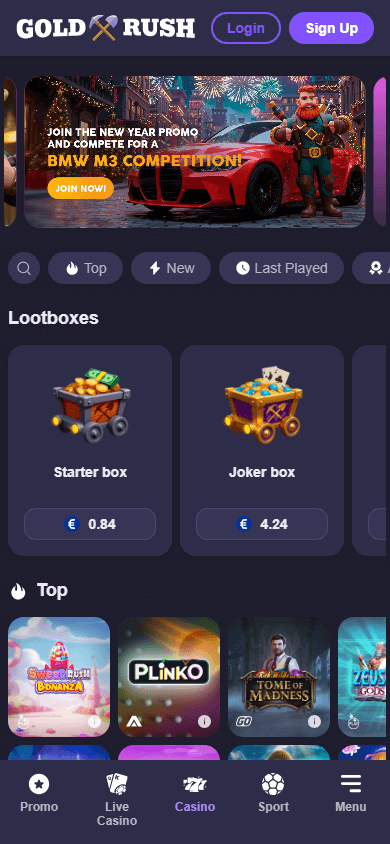 goldrush.io_casino_homepage_mobile