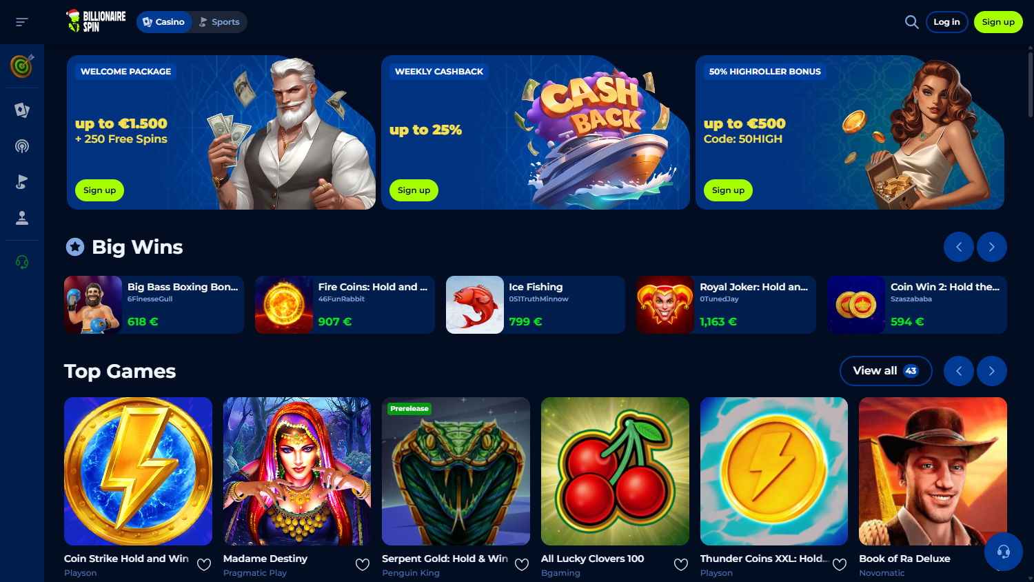 billionairespin_casino_homepage_desktop