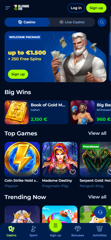 billionairespin_casino_homepage_mobile