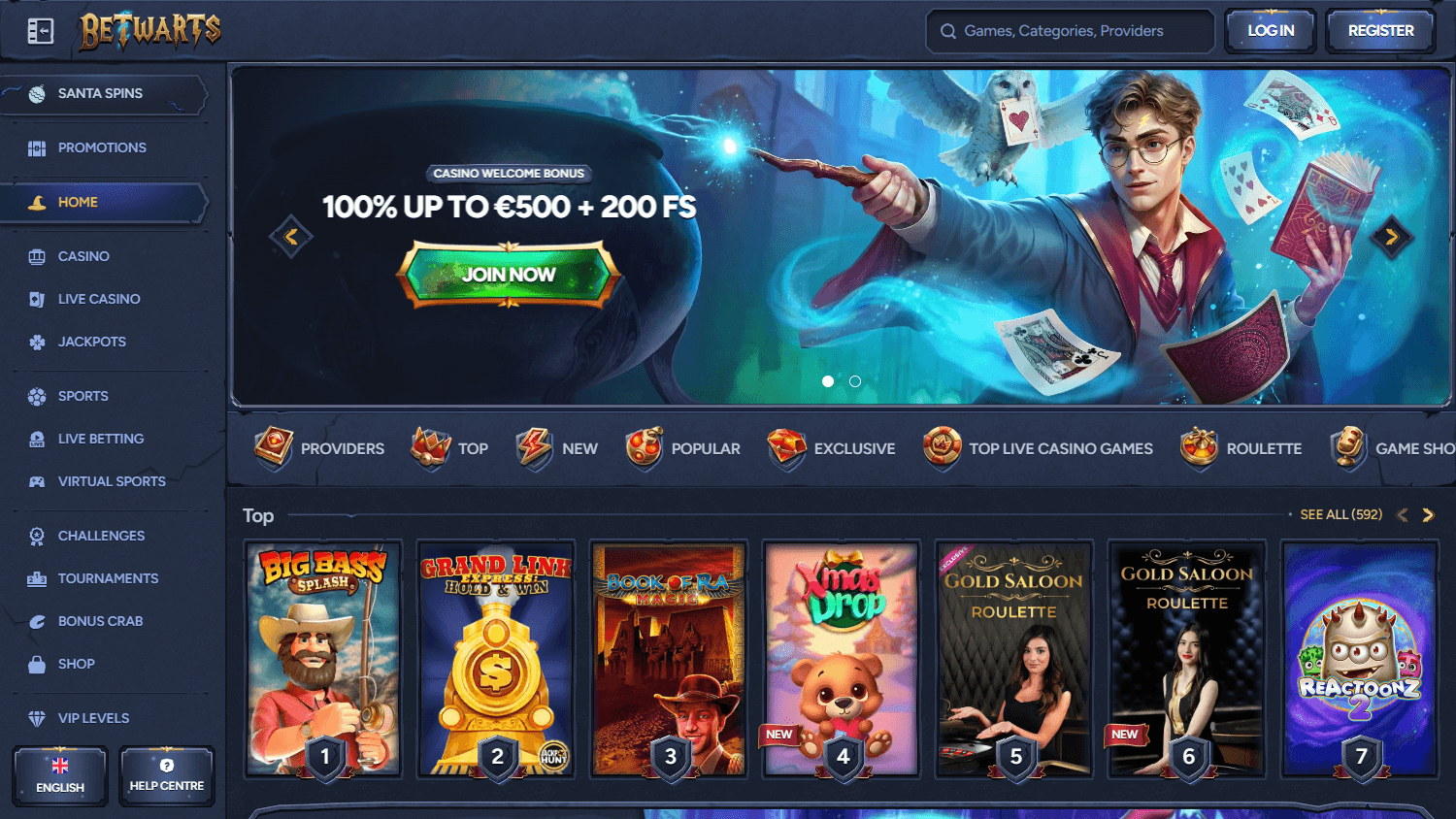 betwarts_casino_homepage_desktop