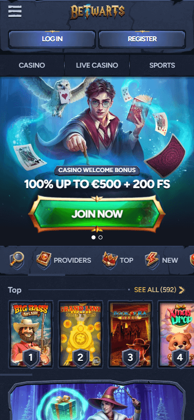 betwarts_casino_homepage_mobile